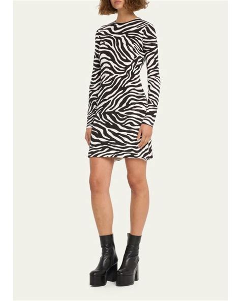 Michael Kors Zebra Print Silk Mini Dress In White Lyst