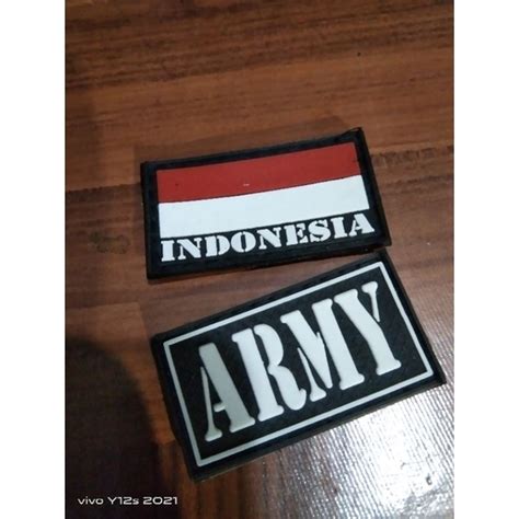 Jual Patch Rubber Logo Bendera Merah Putih Besar 10x5 Tulisan Indonesia Putihtempelan Emblem