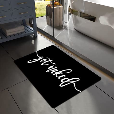 Amazon MUGINYU Get Naked Bath Mat Fun Modern Black And White Quick Dry Absorbent Non Slip