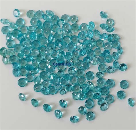 4mm Apatite Round Faceted Gemstone Natural Paraiba Apatite Etsy Uk