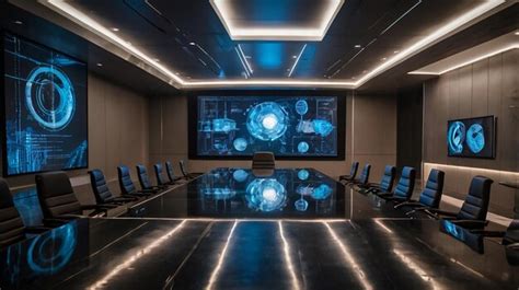 A conference room with chairs and a large screen that says quot the ...