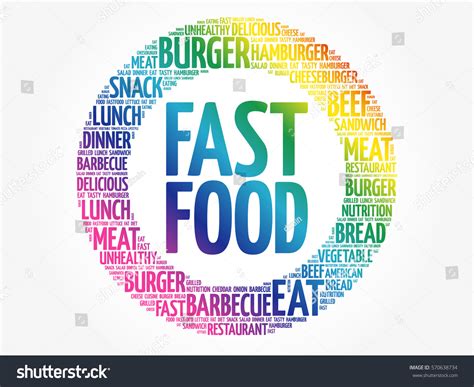 Fast Food Word Cloud Collage Concept Stock Vector Royalty Free