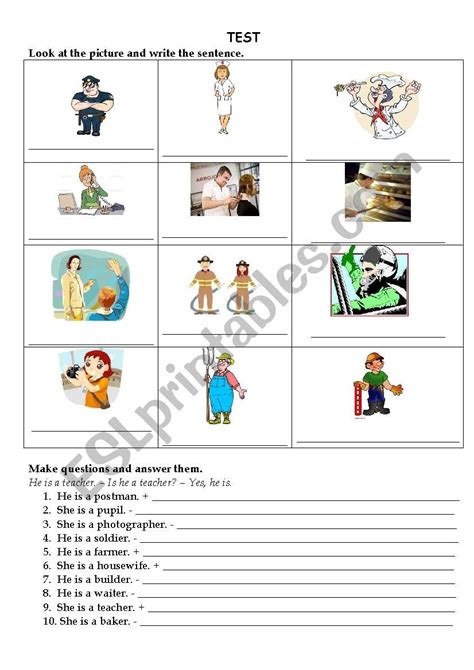 Test Jobs Esl Worksheet By Ladan