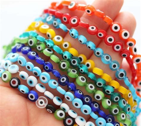 Pc Mm Evil Eye Beads Assorted Mix Color Flat Glass Beads Etsy