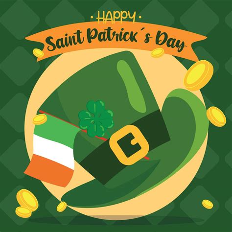 Traditional Hat With Irish Flag Happy Saint Patrick Day Poster Vector Illustration 34785764