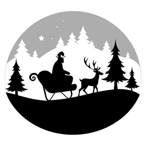 Christmas Black Silhouette Santa Claus Riding Sleigh 48859131 Vector