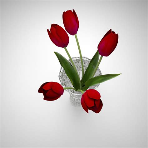 Florero De Vidrio Con Tulipanes Modelo D Ds Fbx Max Free D