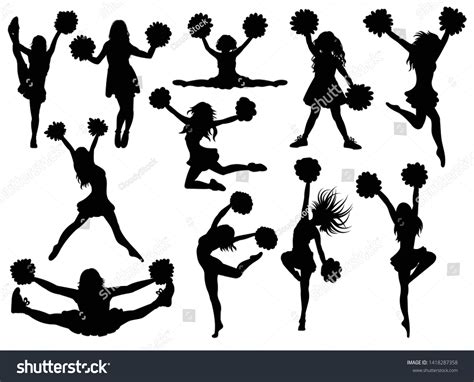 Set Silhouette Cheerleaders Collection Black White