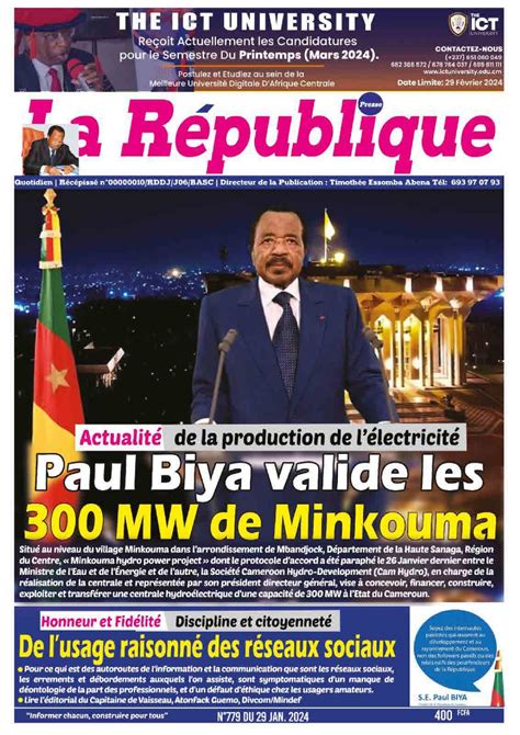 Photos La Revue De Presse Camerounaise Du Mercredi Janvier