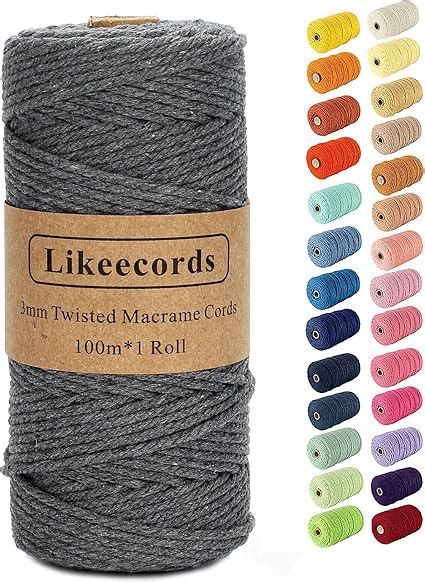 Likeecords Makramee Schnur 3 Mm X 110 Yards Farbiges Makramee Seil