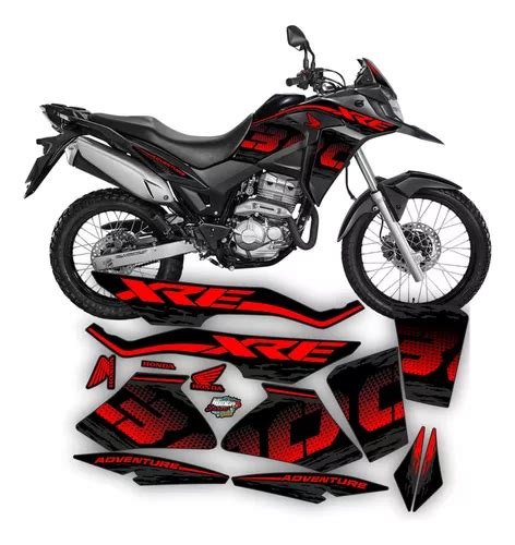 Kit Faixas Adesivos Emblemas Xre 300 2020 Adventure Preta