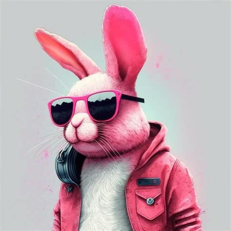 Premium AI Image A Rabbit Wearing A Pink Jacket And Sunglasses With