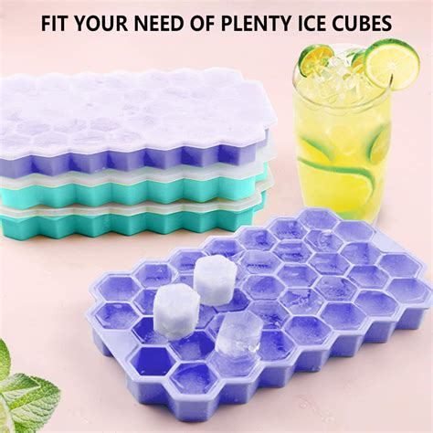 Upgrade Ice Cube Trays, TGJOR 2 Pack Silicone Flexible Ice Cube Trays ...