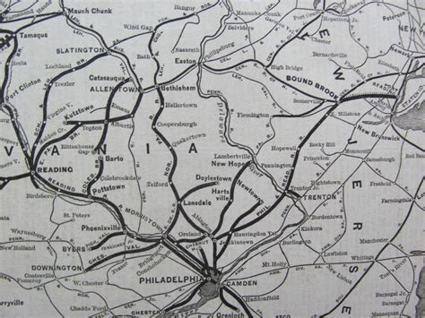 Nov Philadelphia Reading Railroad System Map Original Nj Pa Rr S