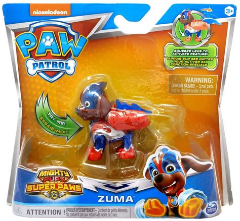 Paw Patrol Mighty Pups Super Paws Zuma Figure Spin Master - ToyWiz