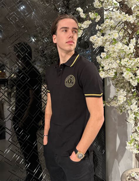 Versace Jeans Couture Men 76up621 S Polo Black Gold Eddy S Eindhoven