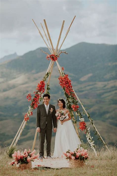 Boho Chic Triangle Wedding Arches Roses Rings Wedding