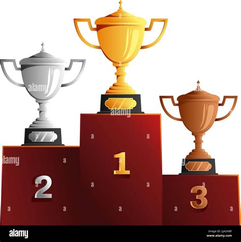 Cups Medals Reward On Pedestal Composition With Winners Podium Image