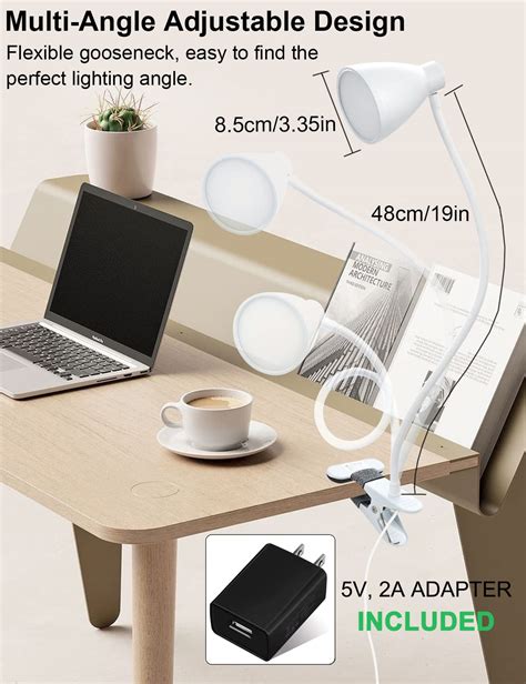 Bohon Clamp Lamp Reading Light Color Modes Brightness Dimmer