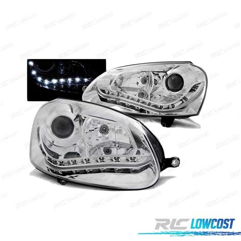 Faros Luz Diurna Para Volkswagen Vw Golf Cromados