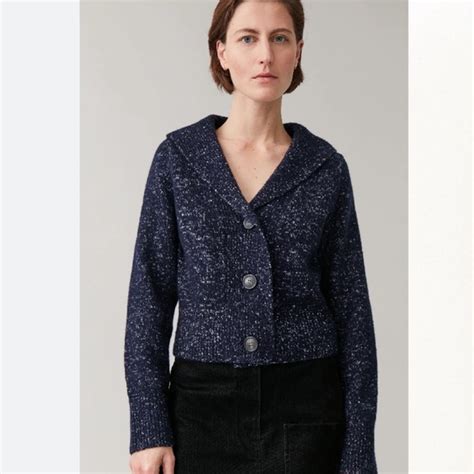 COS Sweaters Bogo Cos Button Front Shawl Collar Cropped Cardigan