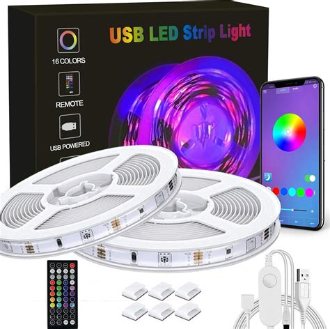 Amazon Cartaoo Usb Led Light Strip Ft Rgb Bluetooth Led Light