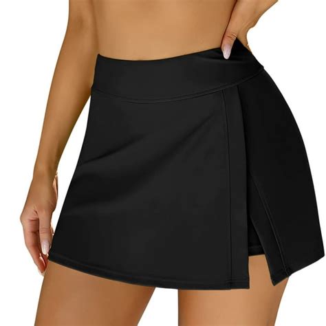 Womens High Waist Tummy Control Swim Skirt With Built In Shorts