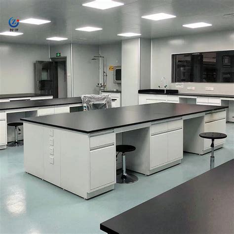 All Steel Island Floor Mounted Lab Work Bench For Hospital And School