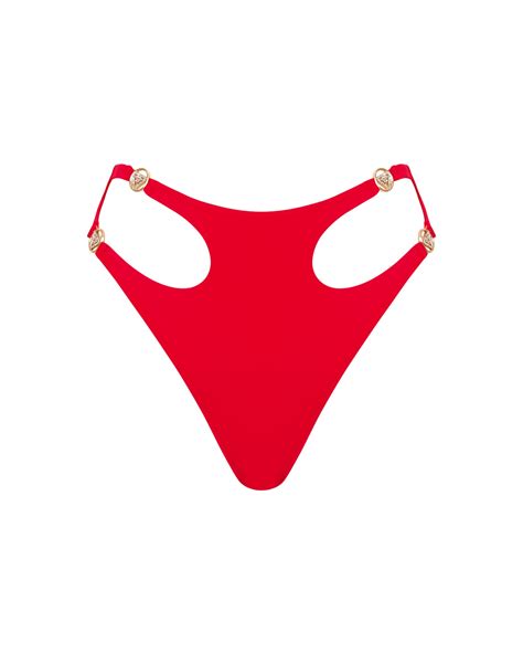 Red U Cut Out Thong High Rise Bikini Bottom Xs Vivien Vance