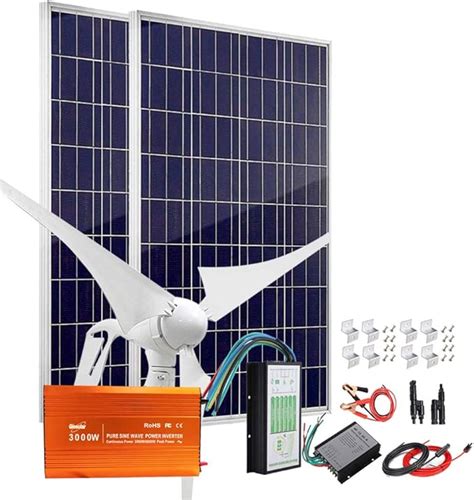 Panneaux Solaires 600W Système Éolien Solaire avec Onduleur 3000W Peak