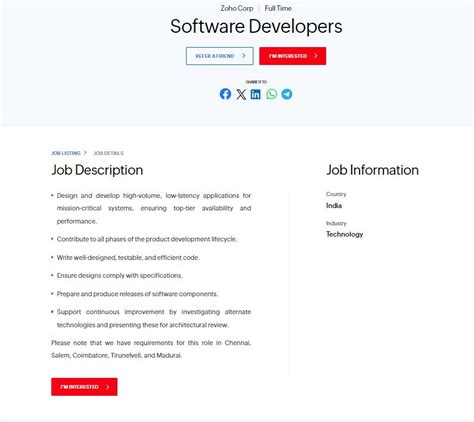 ZOHO Recruitment 2024 Apply Software Developers Posts New Govt Job