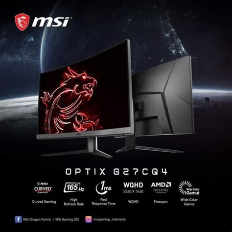 Jual Monitor Gaming MSI Optix G27CQ4 CURVED WQHD 165Hz 27 Inch Kota