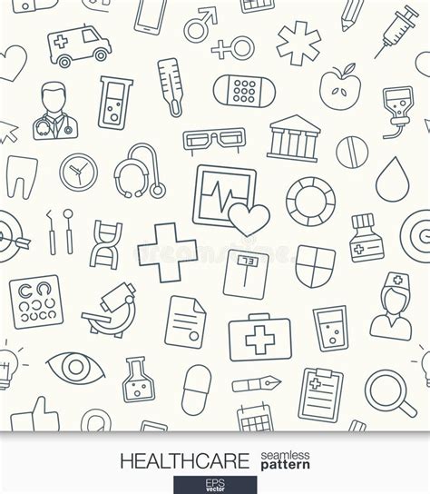 Seamless Pattern With Medical Icons On White Background Stock Vector