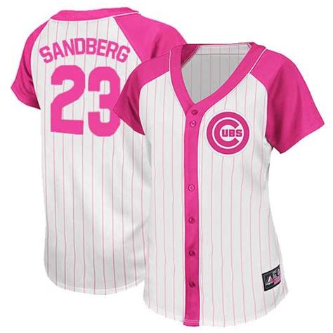 Womens Majestic Chicago Cubs 23 Ryne Sandberg Replica Whitepink