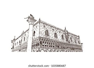 Venice City Italy Hand Drawn Sketch Stock Vector Royalty Free