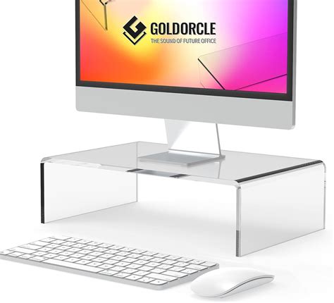 GOLDORCLE Acrylic Monitor Stand Riser Clear Computer Monitor Stand For