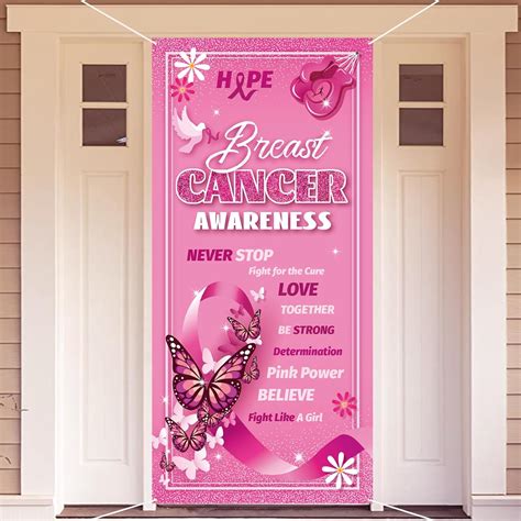 Howaf Breast Cancer Awareness Decorations Door Banner