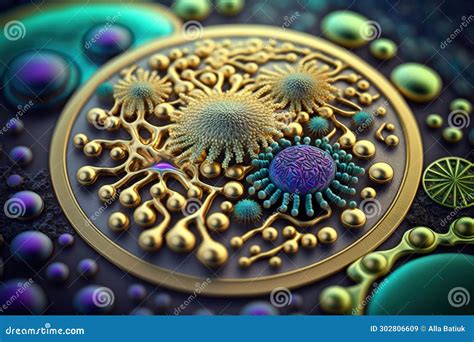 Zoomed In Microscope View Of Cell Atom Electron Wide Background Royalty ...