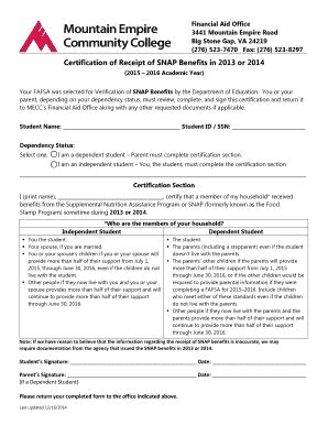 Fillable Online Mecc Certification Of Receipt Of Snap Benefits In