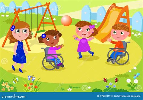 Disabled Kids Cartoon Vector 91760355