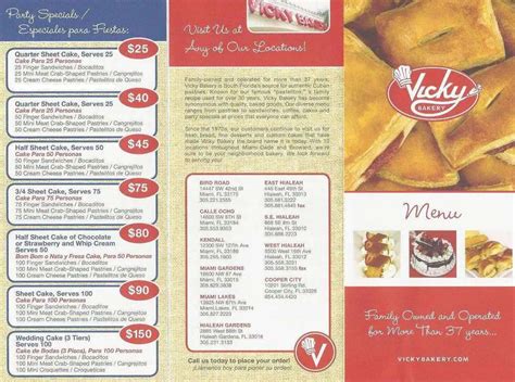 Menu at Vicky Bakery, Hialeah, W 16th Ave