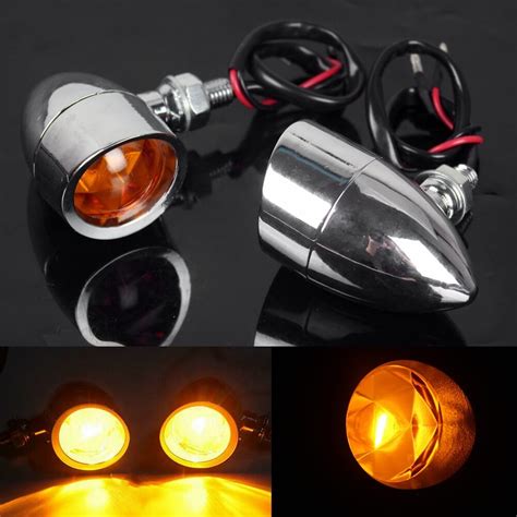 Bullet Heavy Duty Motorcycle Retro Turn Signals Light Flashers Blinker Pazoma