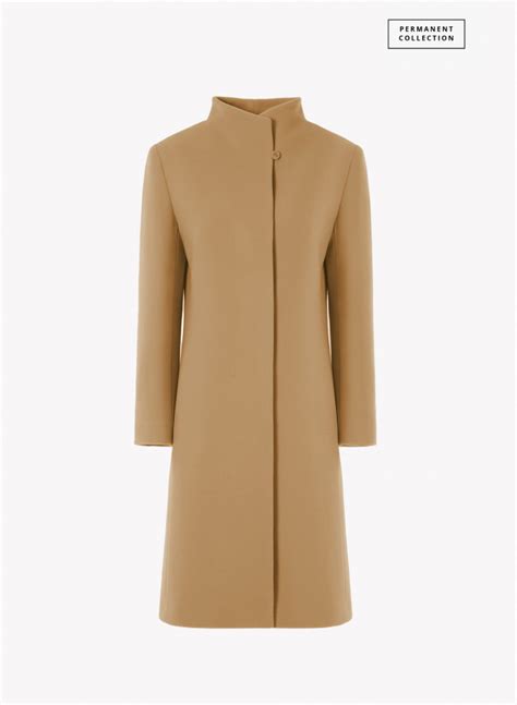 Camel Pure Cashmere Coat With High Stand Up Collar Cinzia Rocca