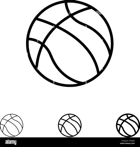 Ball Basketball Nba Sport Bold And Thin Black Line Icon Set Stock