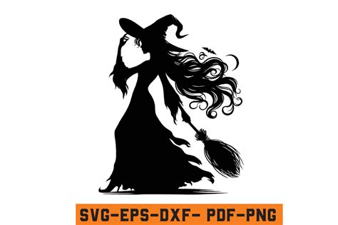 Halloween Witch Silhouette Vector Svg Graphic By Craftabledesign