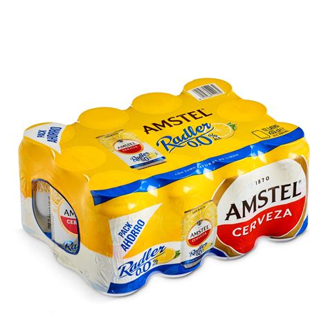 Cerveza radler con limón 0 0 alcohol Amstel lata 12 x 33 cl