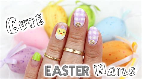 Cute Chick And Watercolor Gingham Pattern Easter Nails ♡ Youtube