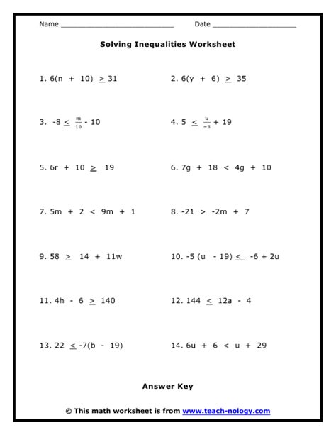 7th Grade Solving Inequalities Practice