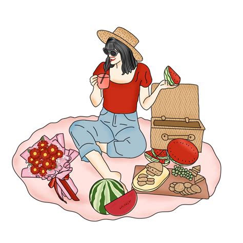 girl having a picnic in the park 23564207 PNG