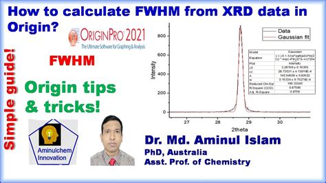 How To Calculate Fwhm From Xrd Data In Origin Youtube